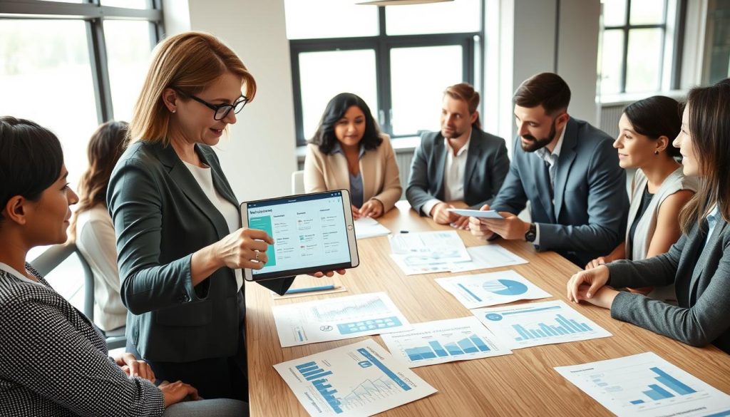 A diverse group of professionals discussing affordable health insurance alternatives around a modern conference table. In the foreground, a middle-aged woman in smart casual attire points to a digital tablet displaying health insurance options, while a young man in a business suit takes notes. The middle ground features various documents and graphs illustrating cost comparisons and coverage plans. In the background, large windows let in soft, natural light, creating an inviting atmosphere. The scene conveys teamwork and innovation, emphasizing practical strategies to reduce healthcare costs. Use a wide-angle lens for a dynamic perspective, and ensure the image is well-lit and balanced, capturing an optimistic and solution-oriented mood. A diverse group of professionals discussing affordable health insurance alternatives around a modern conference table. In the foreground, a middle-aged woman in smart casual attire points to a digital tablet displaying health insurance options, while a young man in a business suit takes notes. The middle ground features various documents and graphs illustrating cost comparisons and coverage plans. In the background, large windows let in soft, natural light, creating an inviting atmosphere. The scene conveys teamwork and innovation, emphasizing practical strategies to reduce healthcare costs. Use a wide-angle lens for a dynamic perspective, and ensure the image is well-lit and balanced, capturing an optimistic and solution-oriented mood.