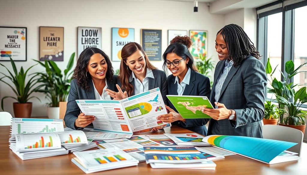 A visually engaging scene depicting a variety of low-cost health insurance options. In the foreground, a diverse group of three professionals in business attire are gathered around a table, examining colorful brochures and charts detailing different health insurance plans. One person gestures enthusiastically, while the others listen attentively, conveying a sense of collaboration and interest. In the middle ground, a modern, well-lit office environment enhances the professional atmosphere, with plants and motivational posters subtly suggesting health and well-being. The background features a large window with natural light streaming in, creating a warm ambiance. The overall mood is optimistic and informative, promoting the idea of accessible health insurance to protect budgets. A visually engaging scene depicting a variety of low-cost health insurance options. In the foreground, a diverse group of three professionals in business attire are gathered around a table, examining colorful brochures and charts detailing different health insurance plans. One person gestures enthusiastically, while the others listen attentively, conveying a sense of collaboration and interest. In the middle ground, a modern, well-lit office environment enhances the professional atmosphere, with plants and motivational posters subtly suggesting health and well-being. The background features a large window with natural light streaming in, creating a warm ambiance. The overall mood is optimistic and informative, promoting the idea of accessible health insurance to protect budgets.